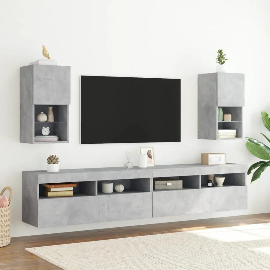 Meubles TV avec lumières LED 2 pcs gris béton 30,5x30x60 cm - 3