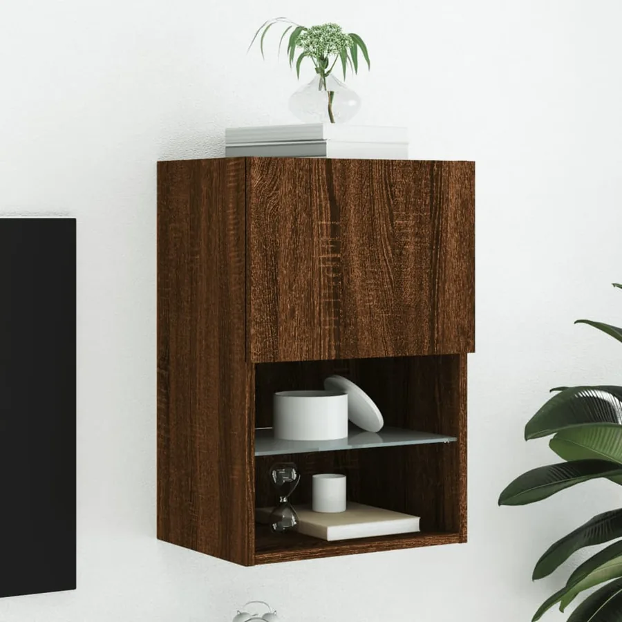 Meuble TV avec lumières LED chêne marron 40,5x30x60 cm
