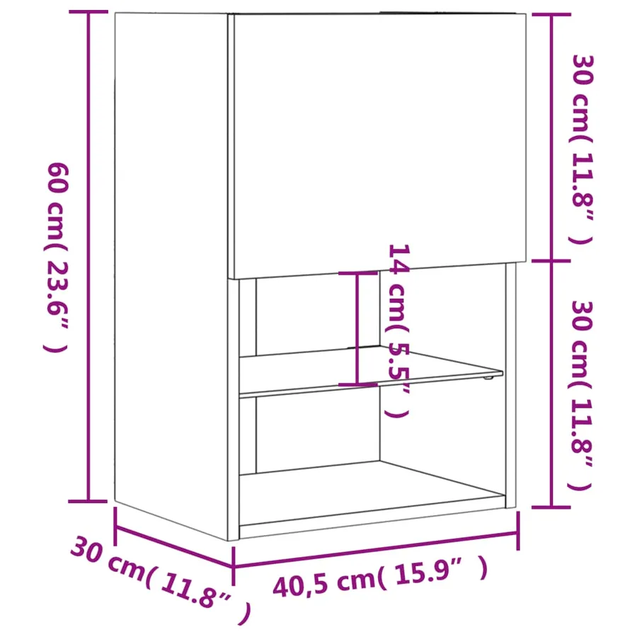 Meuble TV avec lumières LED chêne marron 40,5x30x60 cm - 19