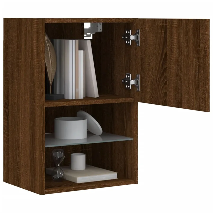 Meuble TV avec lumières LED chêne marron 40,5x30x60 cm - 6
