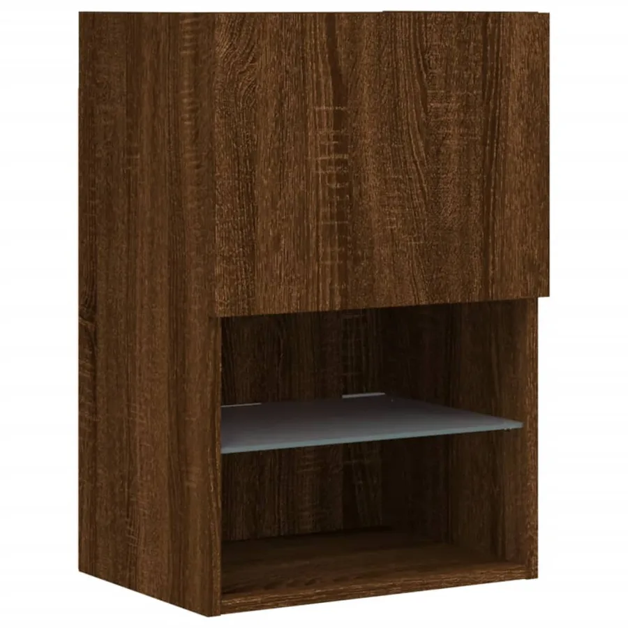 Meuble TV avec lumières LED chêne marron 40,5x30x60 cm - 7