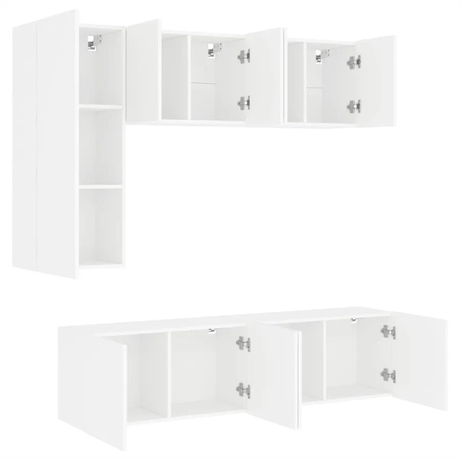 Unités murales TV 5 pcs blanc bois d'ingénierie - 4