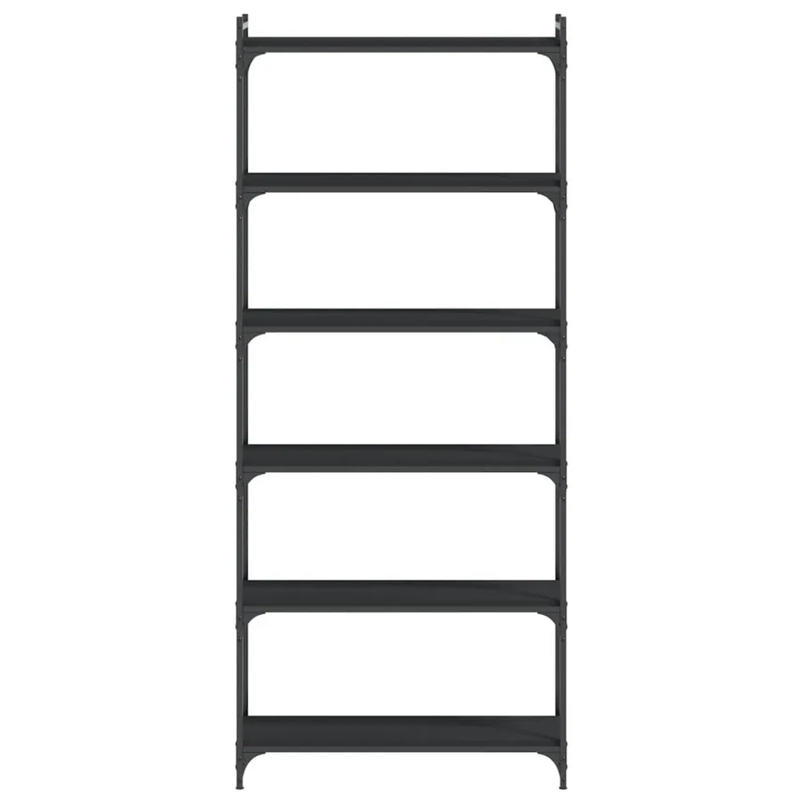 Bibliothèque 6 niveaux noir 80x30x188 cm bois d'ingénierie - 4
