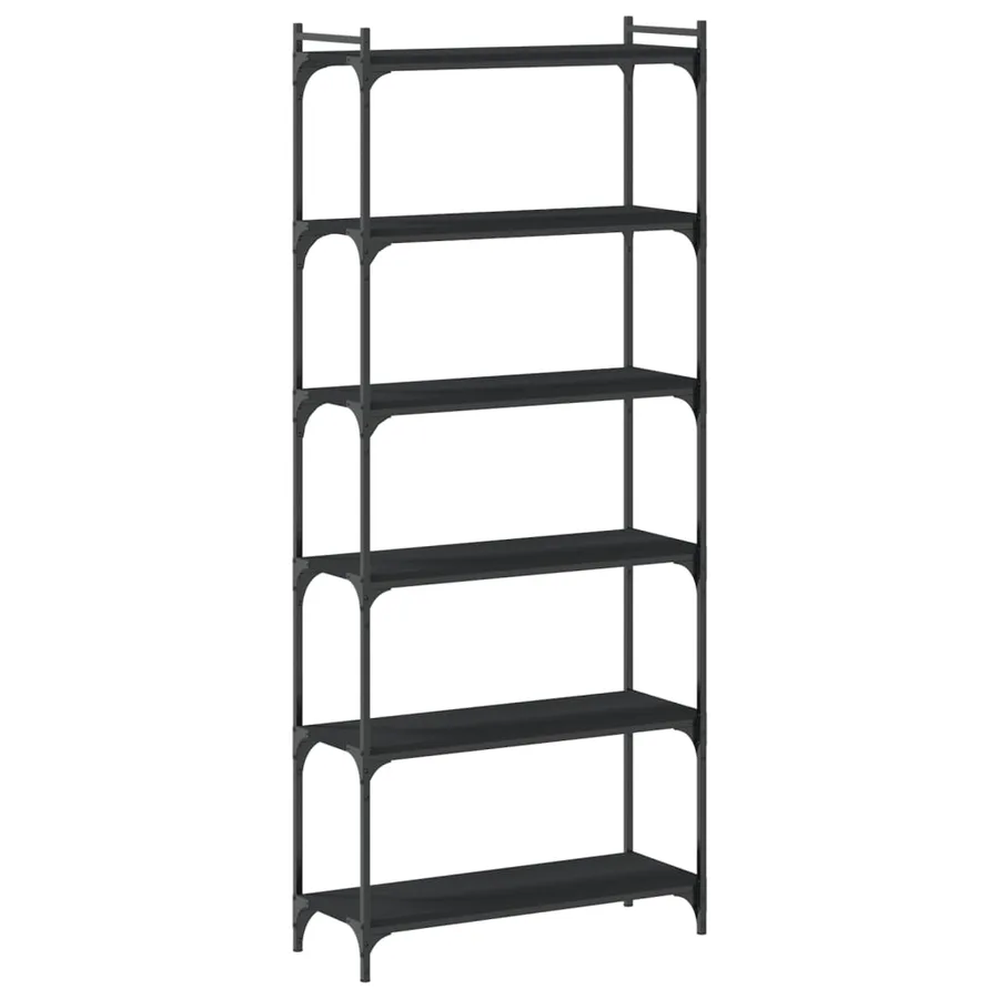 Bibliothèque 6 niveaux noir 80x30x188 cm bois d'ingénierie - 6