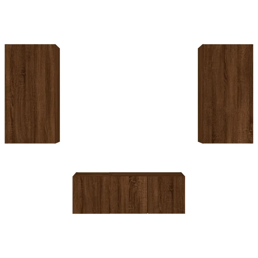 Unités murales TV avec LED 4 pcs chêne marron bois d'ingénierie - 7