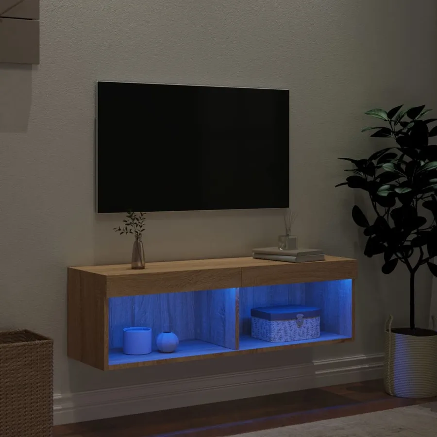Meuble TV avec lumières LED chêne sonoma 100x30x30 cm - 3