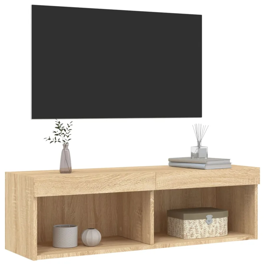 Meuble TV avec lumières LED chêne sonoma 100x30x30 cm - 8