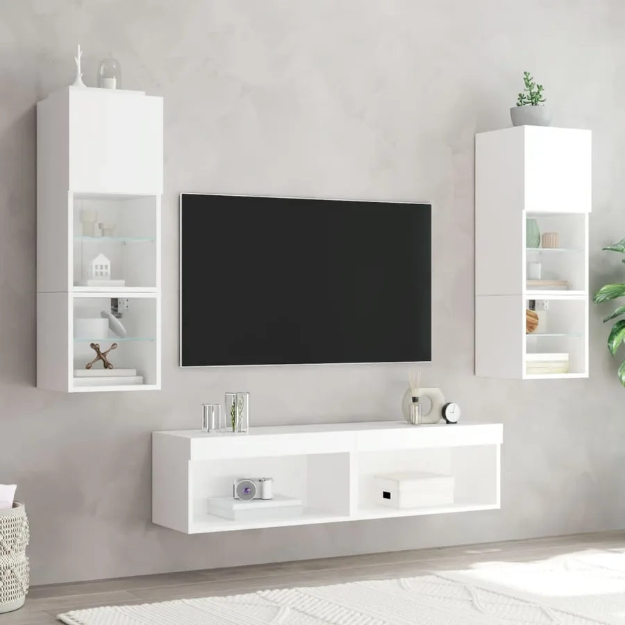 Meuble TV avec lumières LED blanc 60x30x30 cm - 4