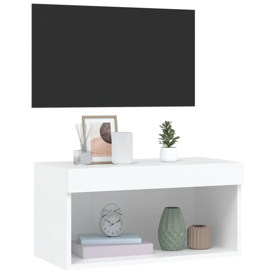 Meuble TV avec lumières LED blanc 60x30x30 cm - 6