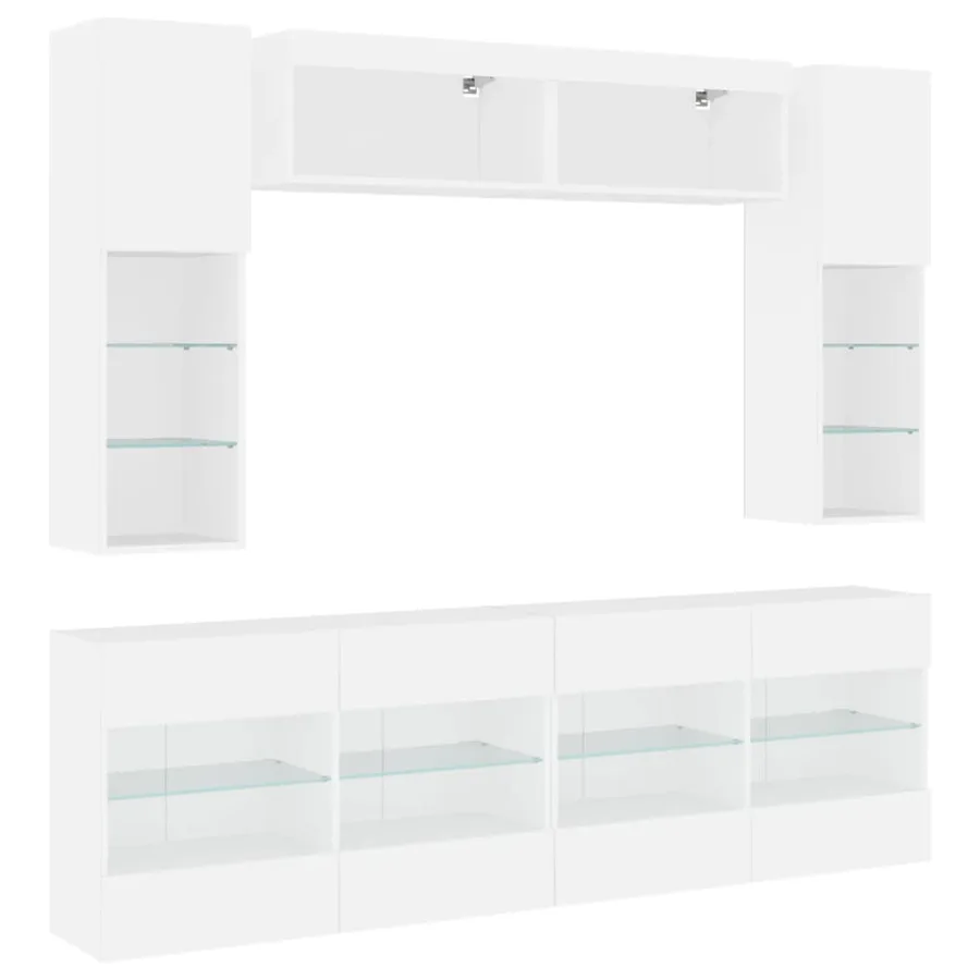 Ensemble de meubles TV muraux 6 pcs avec lumières LED blanc - 3