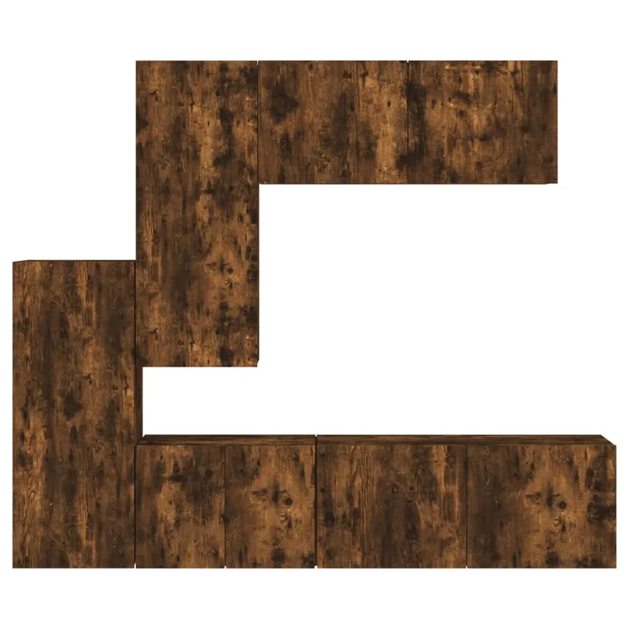 Unités murales TV 5 pcs chêne fumé bois d'ingénierie - 5
