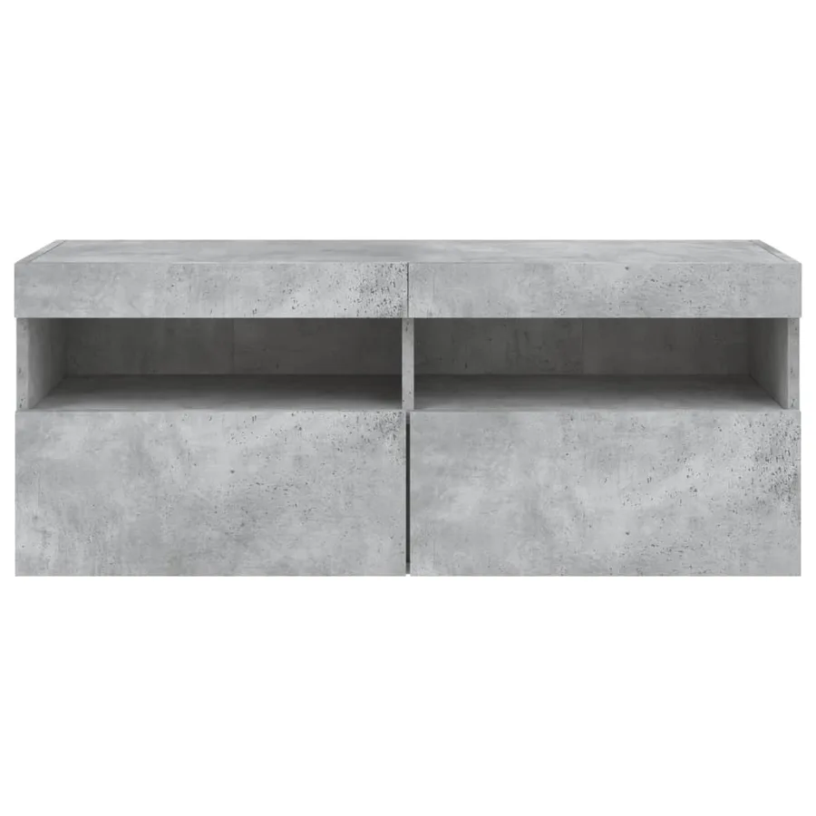 Meuble TV mural avec lumières LED gris béton 100x30x40 cm - 9