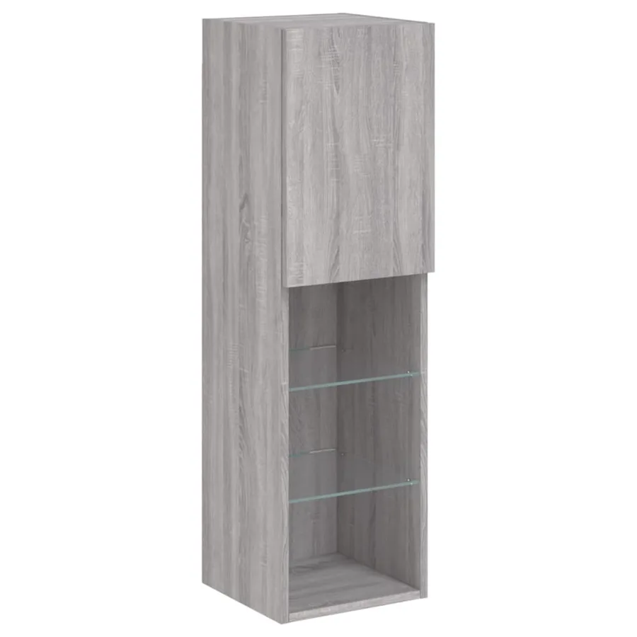 Ensemble de meubles TV muraux 7 pcs et lumières LED sonoma gris - 10
