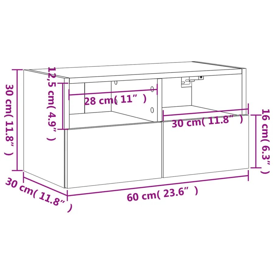 Meuble TV mural chêne marron 60x30x30 cm bois d'ingénierie - 14