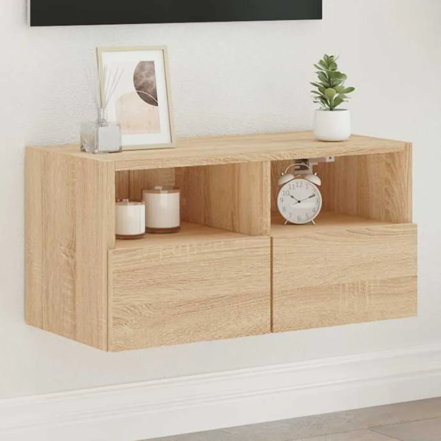 Meuble TV mural chêne sonoma 60x30x30 cm bois d'ingénierie