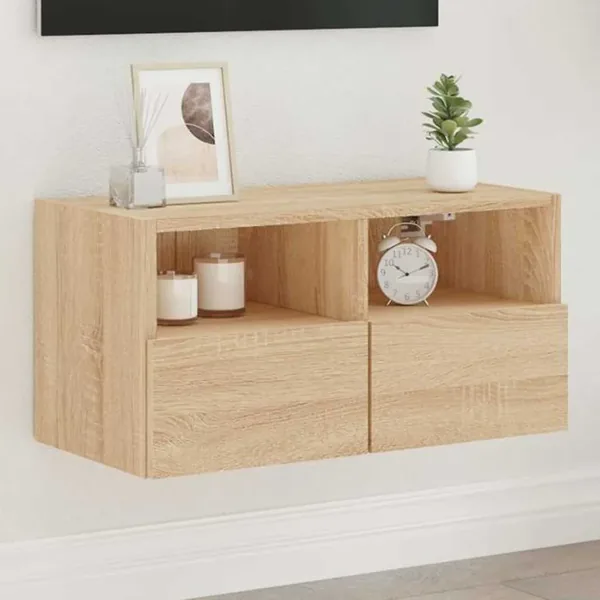 Meuble TV mural chêne sonoma 60x30x30 cm bois d'ingénierie