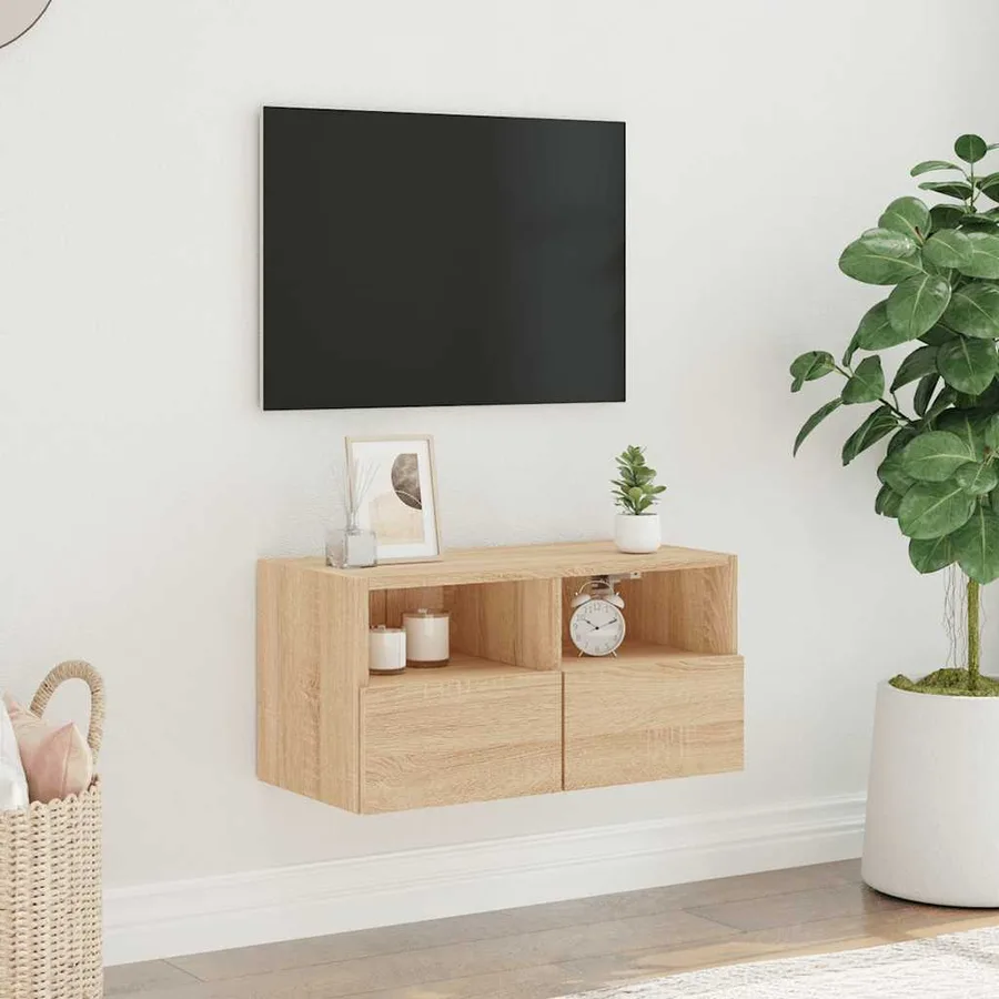 Meuble TV mural chêne sonoma 60x30x30 cm bois d'ingénierie - 3