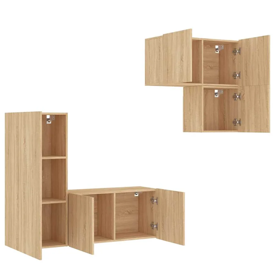 Unités murales TV 4 pcs chêne sonoma bois d'ingénierie - 4