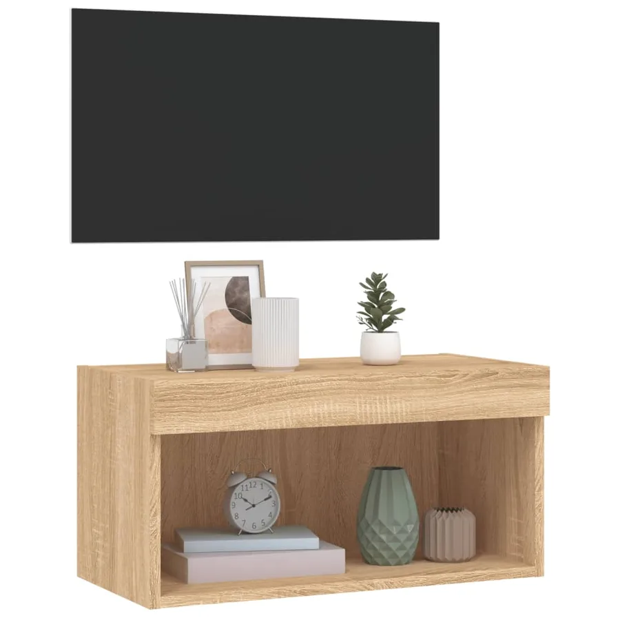 Meuble TV avec lumières LED chêne sonoma 60x30x30 cm - 6