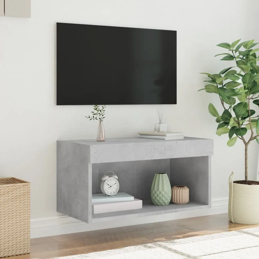 Meuble TV avec lumières LED gris béton 60x30x30 cm - 5