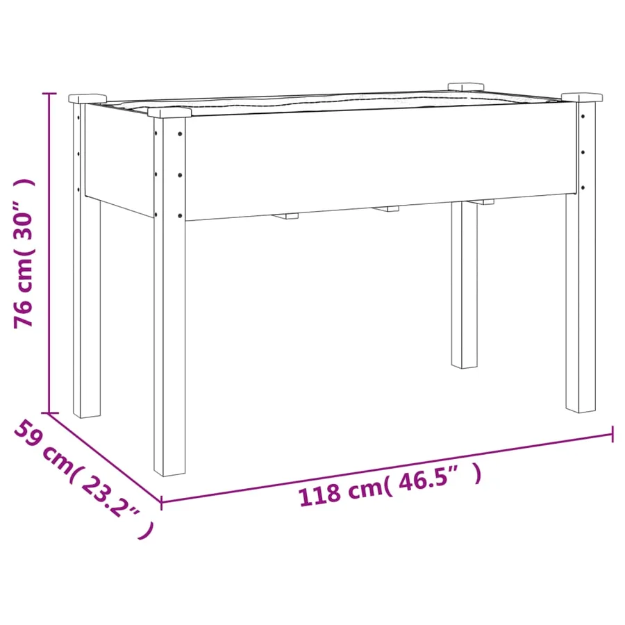 Jardinière sur roues avec doublure brun 118x59x80 cm bois sapin - 8