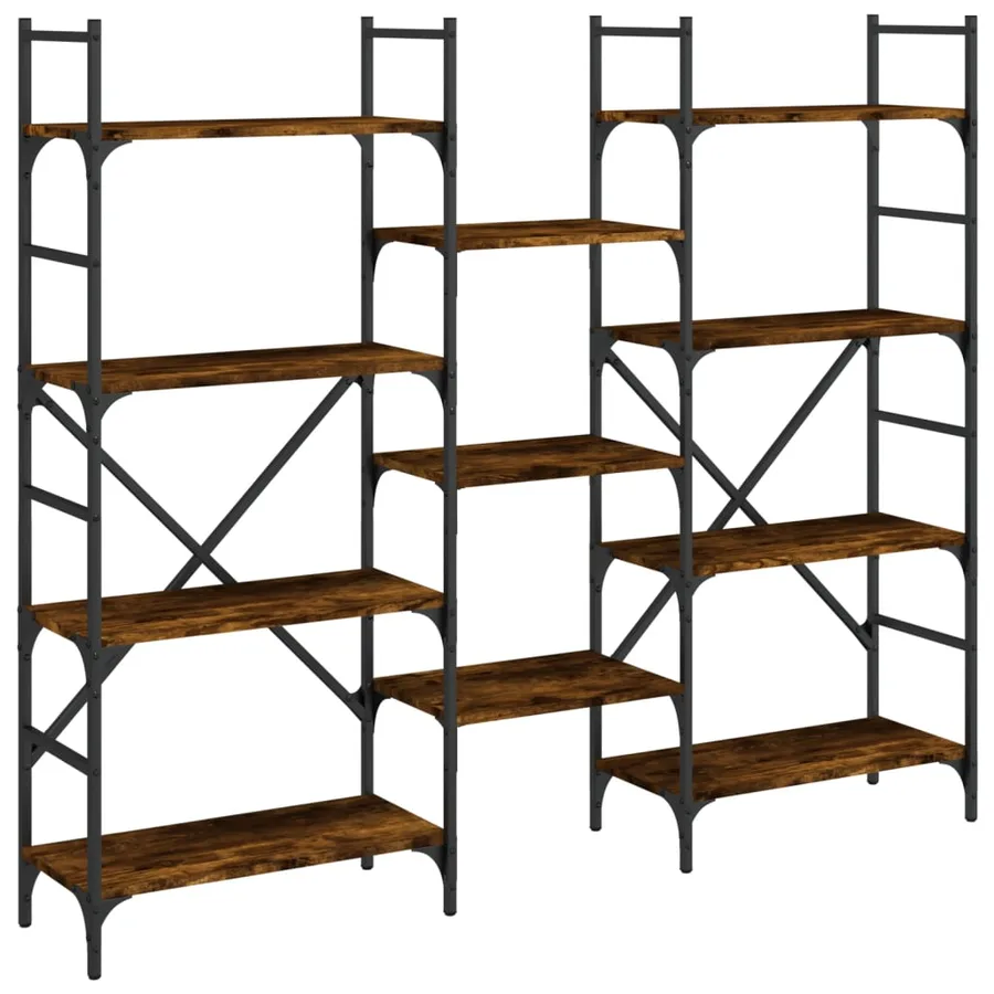 Bibliothèque chêne fumé 160x28,5x136,5 cm bois d'ingénierie - 2
