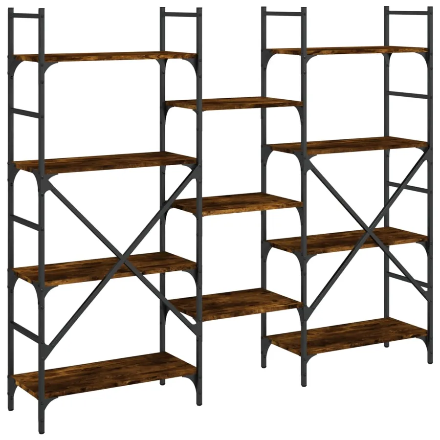 Bibliothèque chêne fumé 160x28,5x136,5 cm bois d'ingénierie - 7