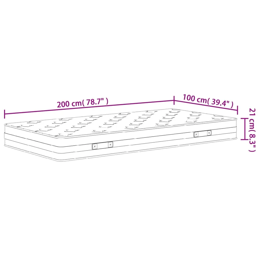 Matelas à ressorts bonnell moyen 100x200 cm - 9