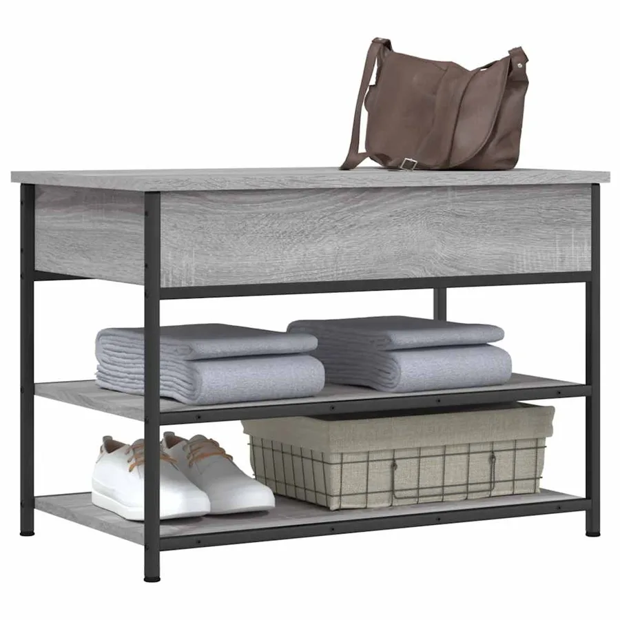 Banc à chaussures sonoma gris 70x42,5x50 cm bois d'ingénierie - 4