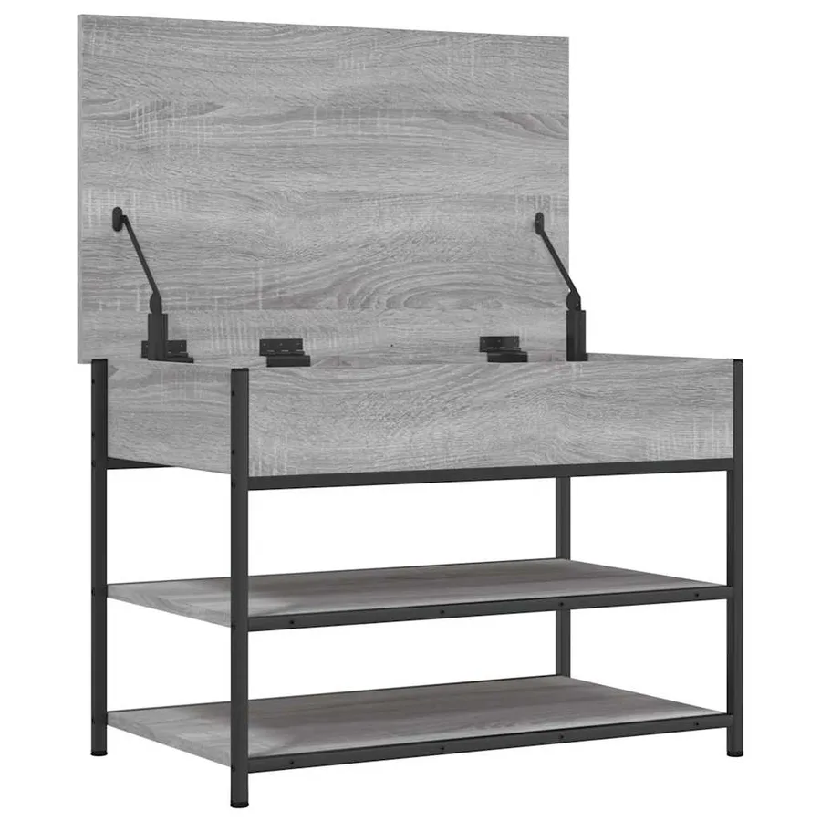 Banc à chaussures sonoma gris 70x42,5x50 cm bois d'ingénierie - 6