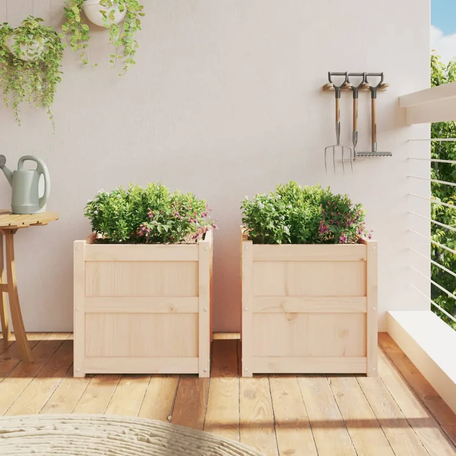 Jardinières 2 pcs bois de pin massif - 3