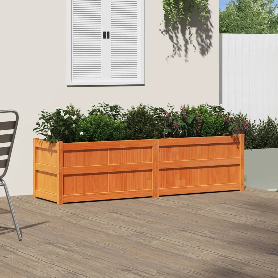 Jardinière cire marron 180x50x50 cm bois de pin massif - 3