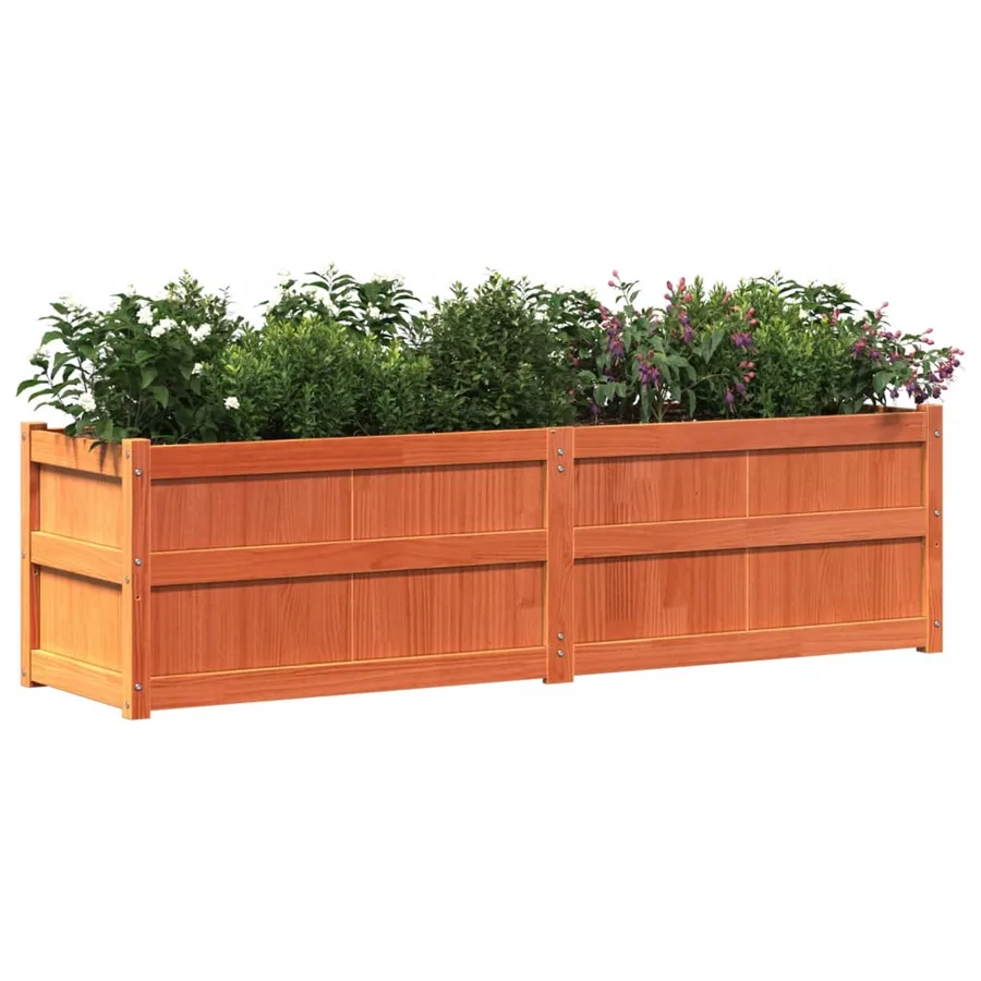 Jardinière cire marron 180x50x50 cm bois de pin massif - 4