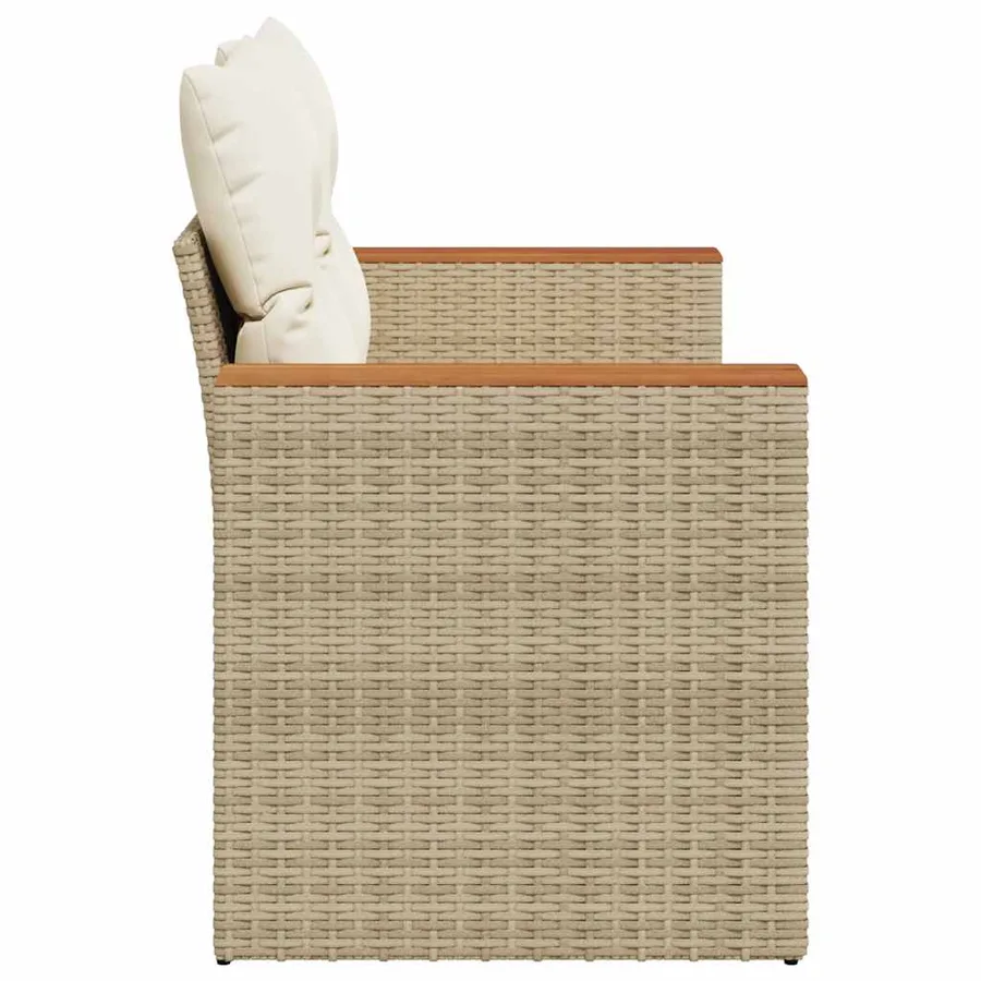 Canapé de jardin avec coussins 2 places beige résine tressée - 5