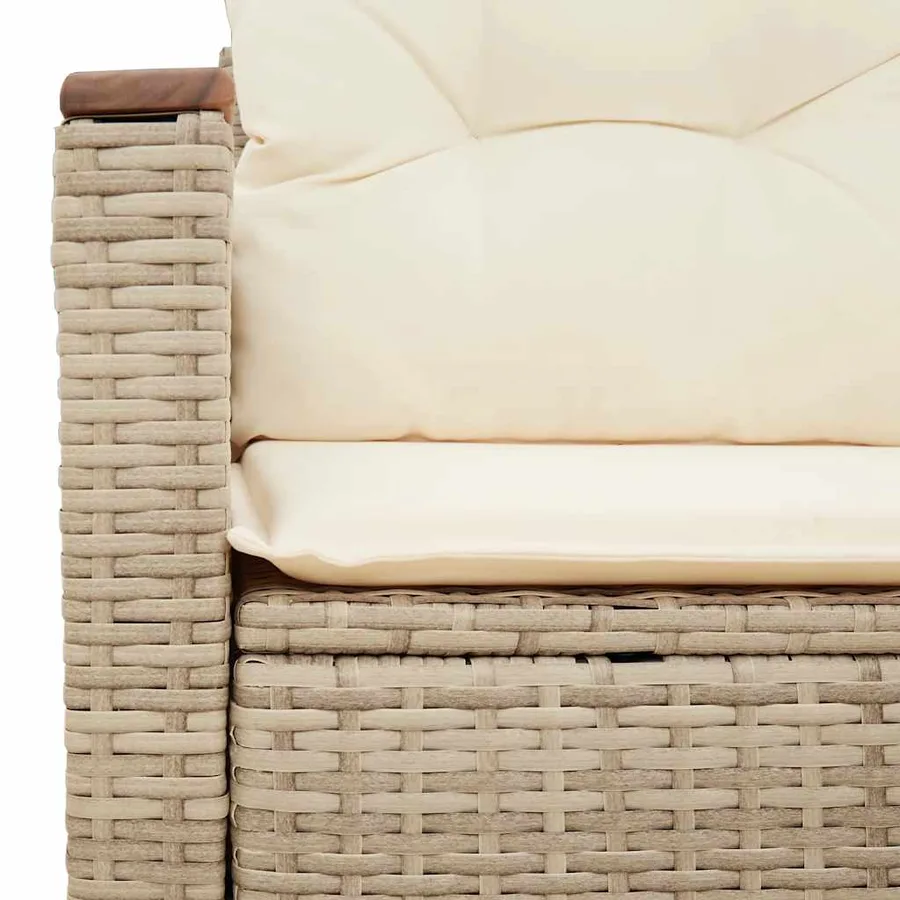 Canapé de jardin avec coussins 2 places beige résine tressée - 7
