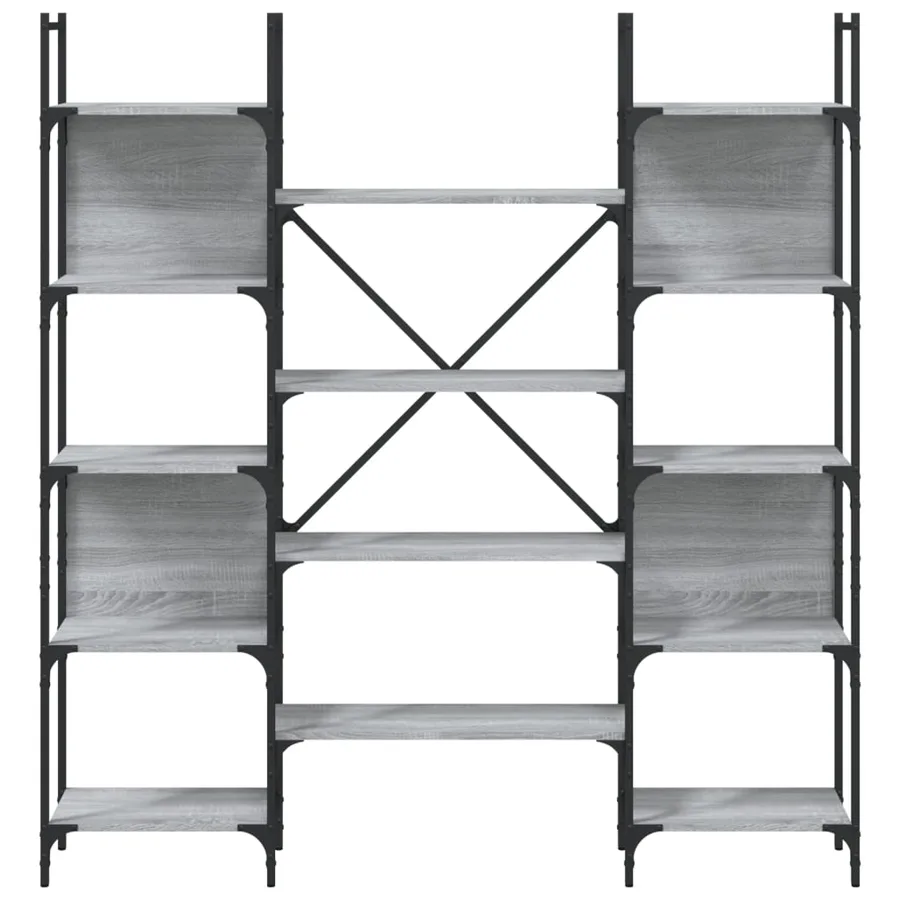 Bibliothèque sonoma gris 155,5x24x166,5 cm bois d'ingénierie - 5