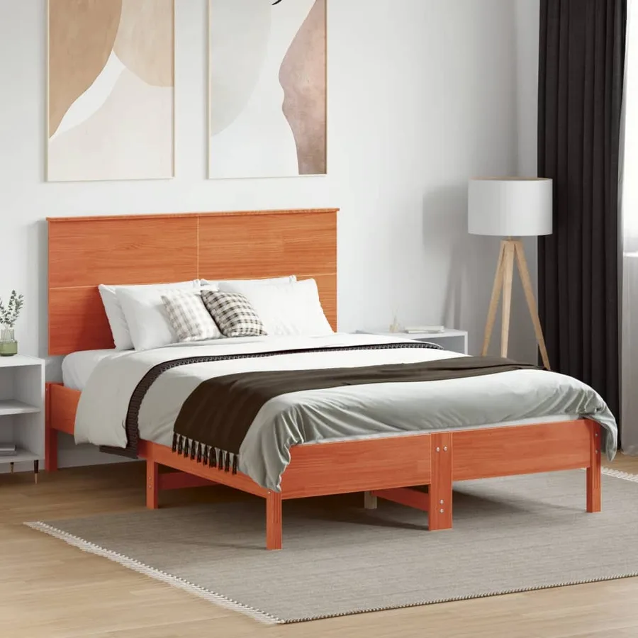 Tête de lit cire marron 135 cm bois massif de pin - 3