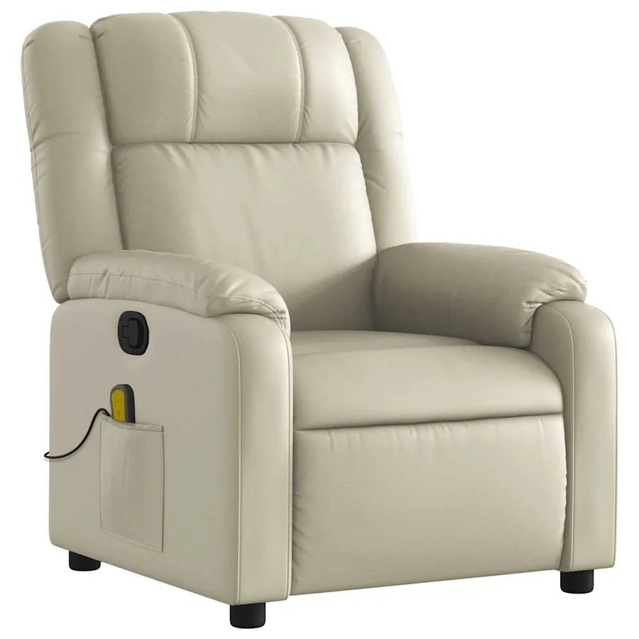 Fauteuil de massage inclinable crème similicuir - 3