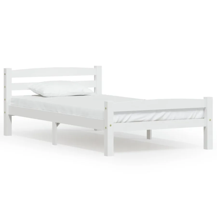 Cadre de lit sans matelas blanc bois de pin massif 100x200 cm - 2