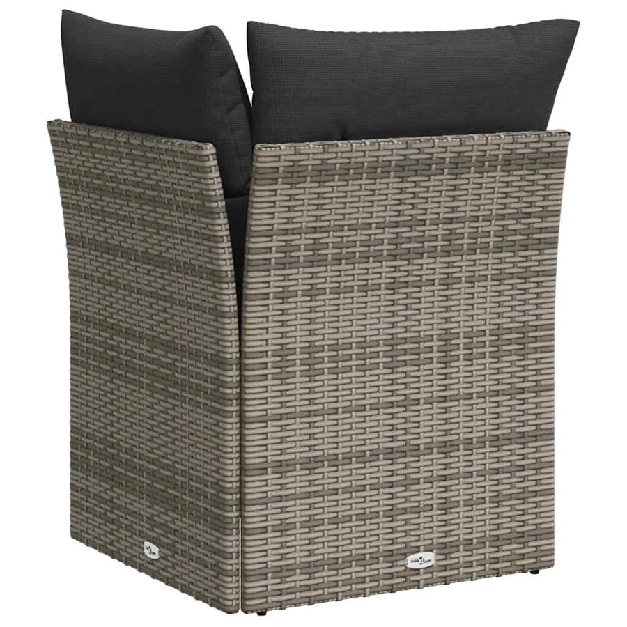 Canapé d'angle de jardin avec coussins gris résine tressée - 6