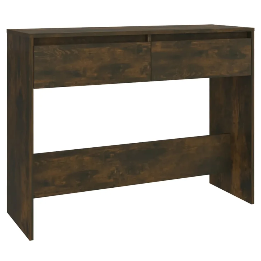 Table console chêne fumé 100x35x76,5 cm bois d'ingénierie - 2