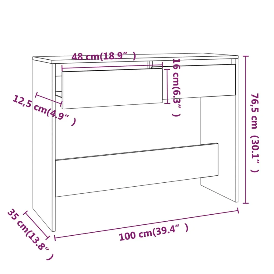 Table console chêne fumé 100x35x76,5 cm bois d'ingénierie - 8