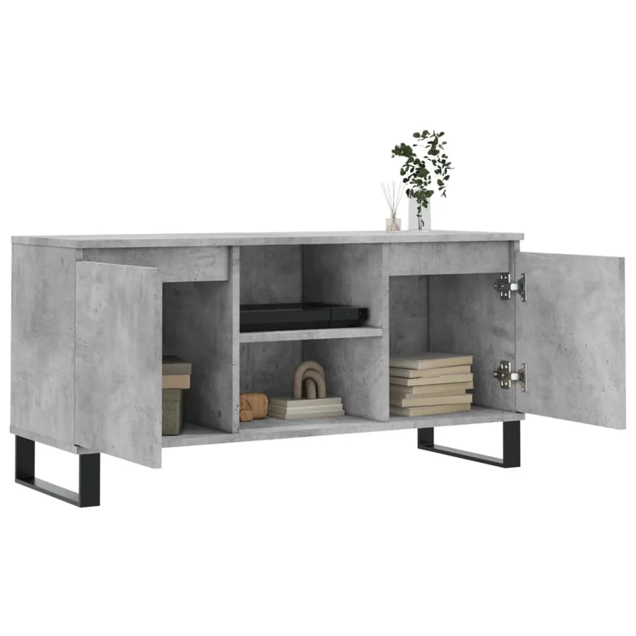 Meuble TV gris béton 104x35x50 cm bois d'ingénierie - 4