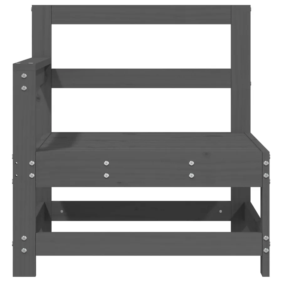 Canapés d'angle de jardin 2 pcs gris bois de pin massif - 4