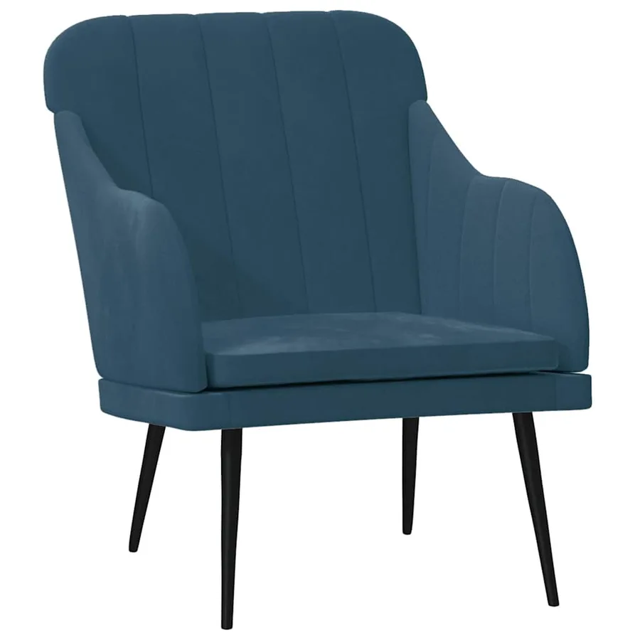 Fauteuil Bleu 63x76x80 cm Velours - 2