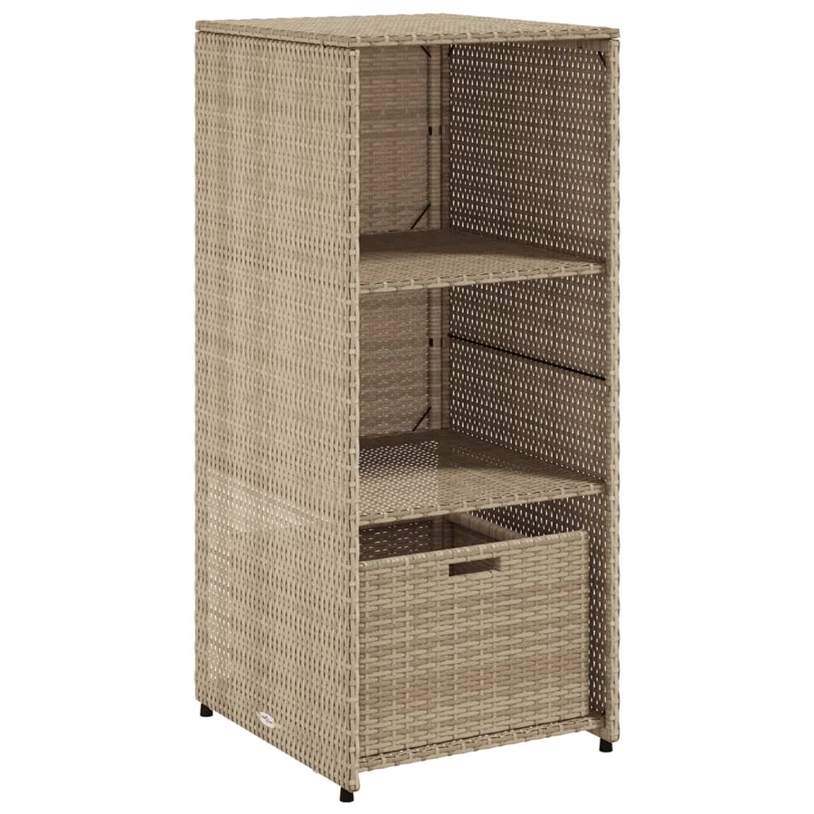 Armoire de rangement de jardin beige 50x55x115cm résine tressée - 2
