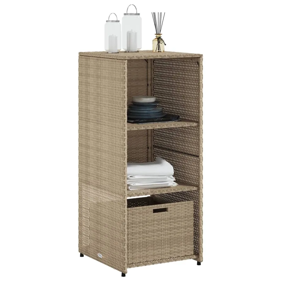 Armoire de rangement de jardin beige 50x55x115cm résine tressée - 4