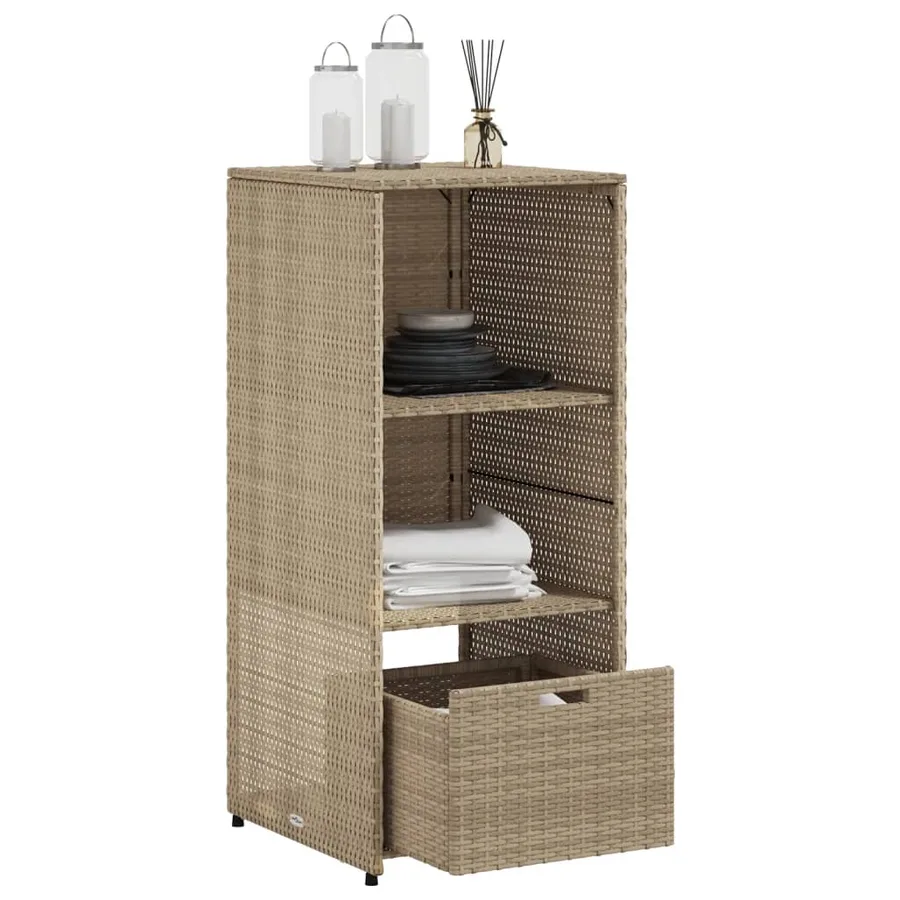 Armoire de rangement de jardin beige 50x55x115cm résine tressée - 5