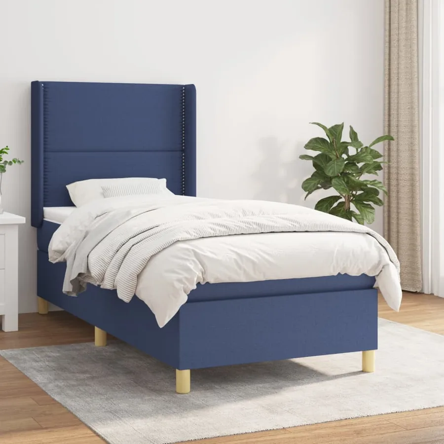 Sommier à lattes de lit avec matelas Bleu 80x200 cm Tissu
