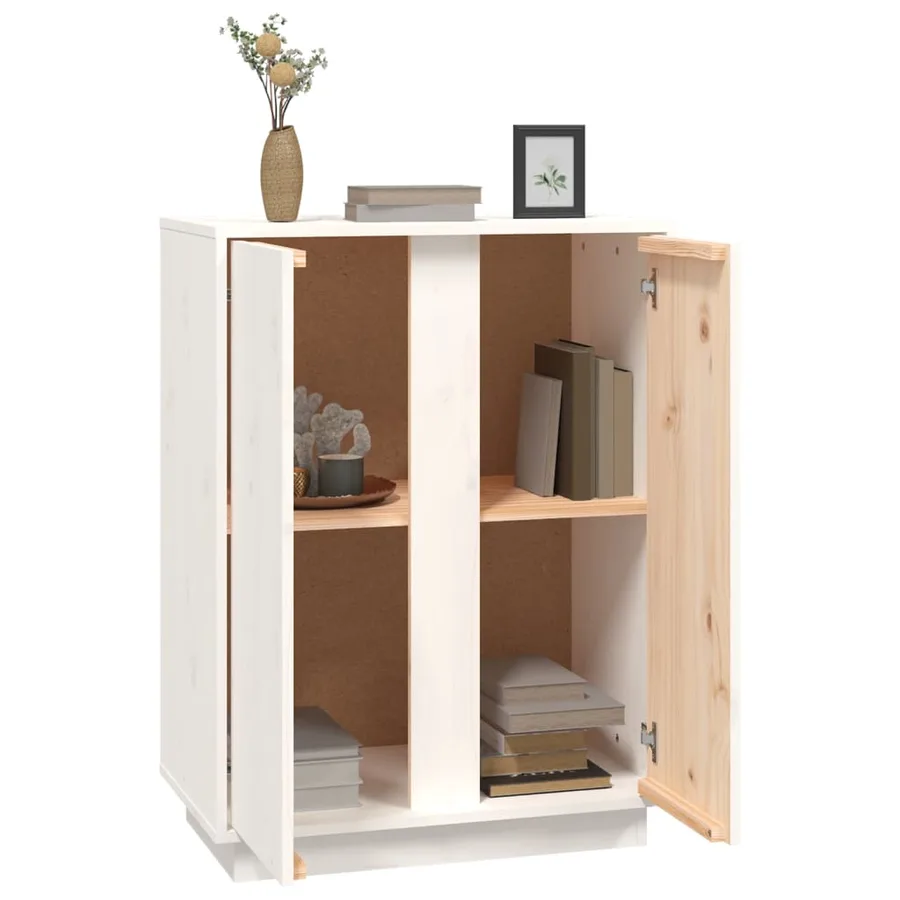 Buffet Blanc 60x35x80 cm Bois massif de pin - 5